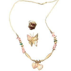 ❤️Abalone Silver 925 Jewelry Set Alexandrite Turquoise Necklace Ring Pin